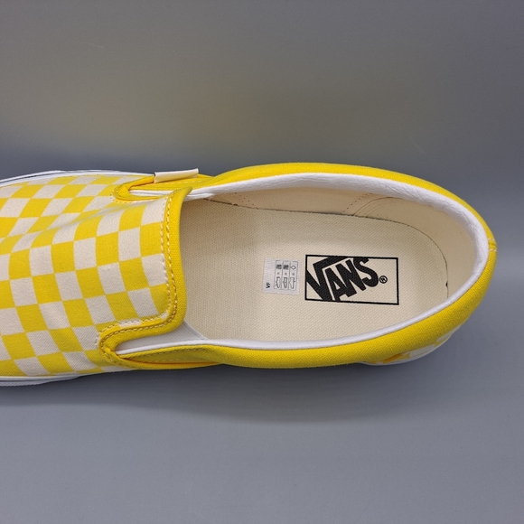 New Vans Classic Slip-On Checkerboard Cyber Yellow and True White Men's Size 11 - Picture 7 of 9